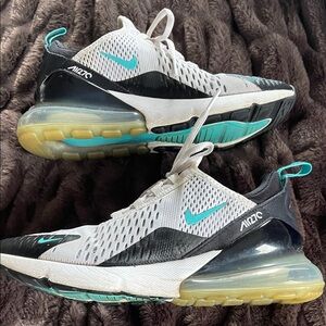 White and Teal Air Max Sneakers